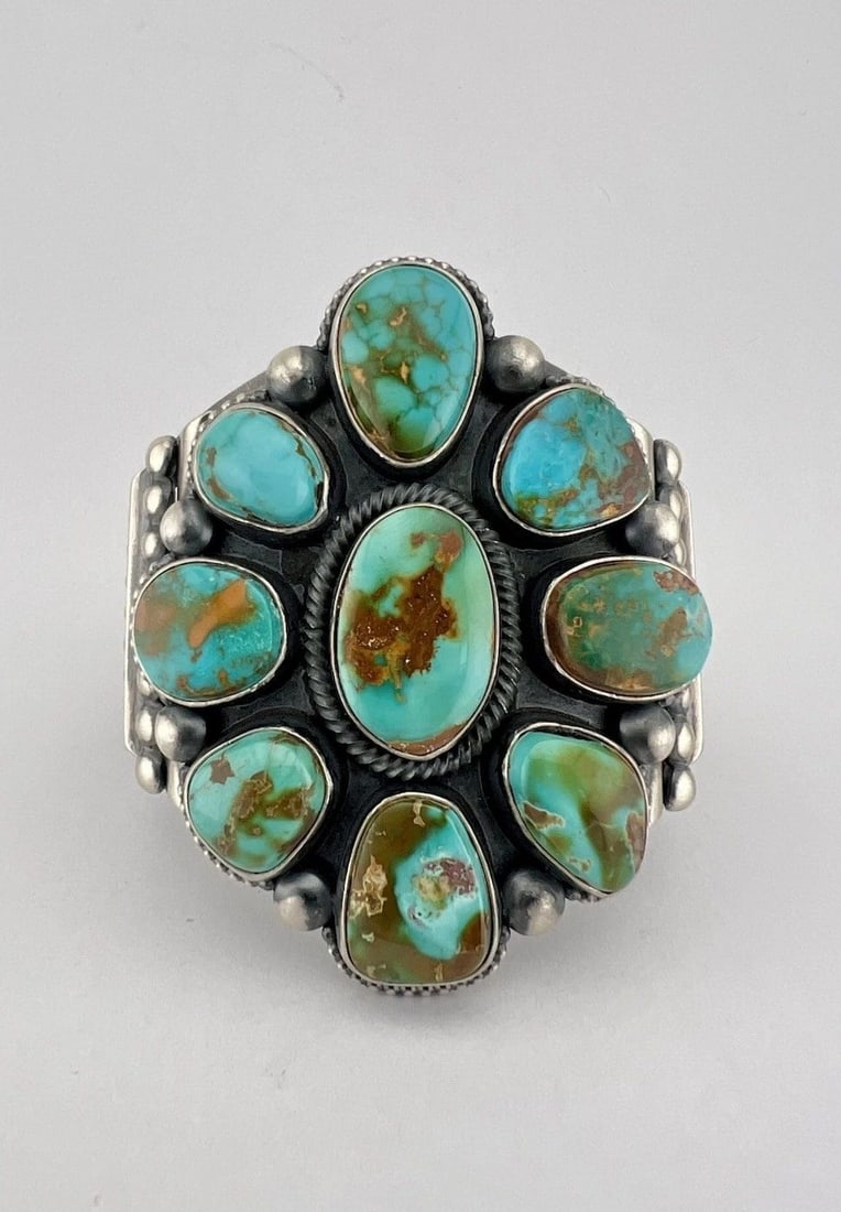 ERNEST ROY BEGAY NAVAJO STERLING SILVER ROYSTON TURQUOISE CUFF BRACELET 148G (1 of 2)