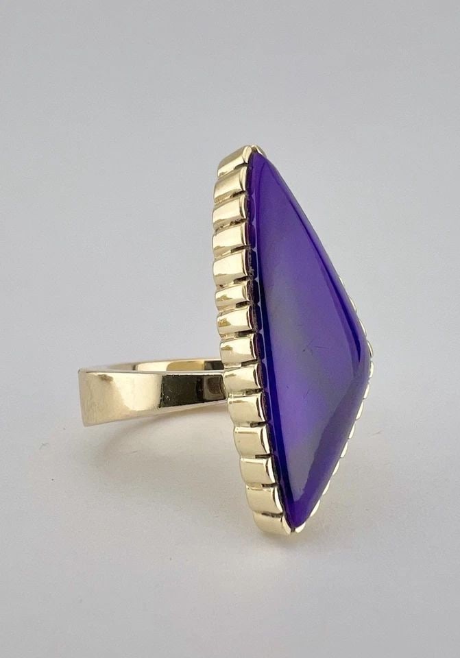MUSEUM VTG CONTEMPORARY NAVAJO 14K YELLOW GOLD PURPLE SUGILITE WOMEN'S RING (1 of 2)