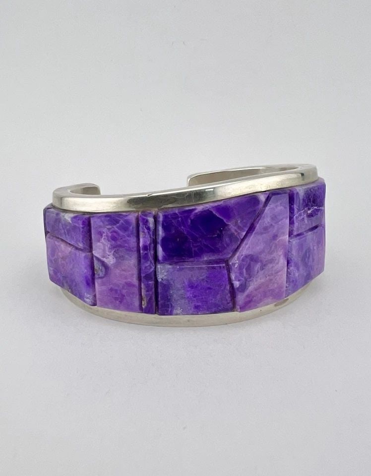 MICHAEL GARCIA NA NA PING STERLING SILVER SUGILITE & TURQUOISE BRACELET 100.8G (1 of 2)
