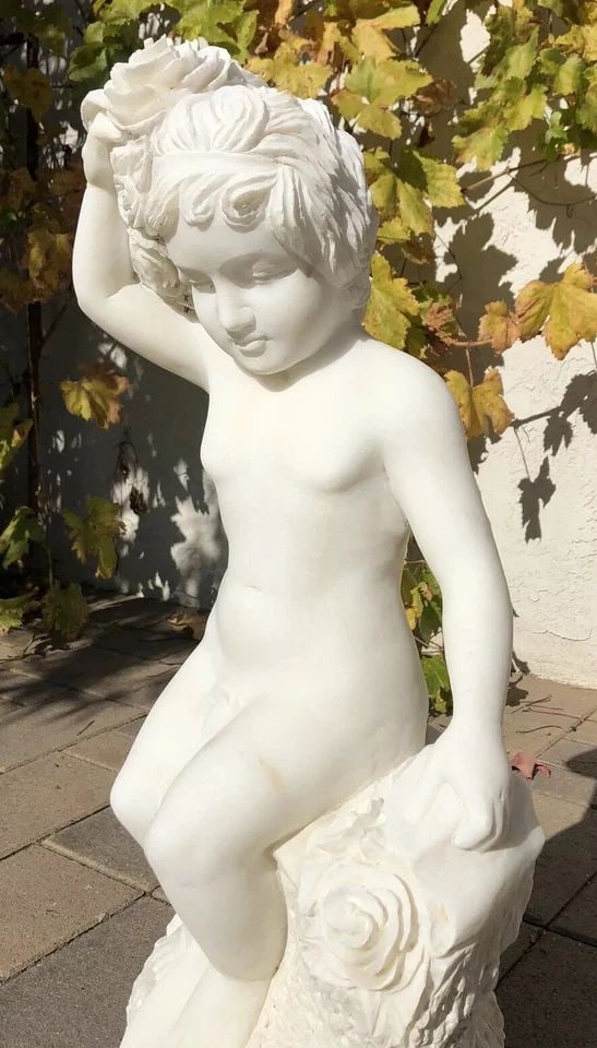 31.5" ANTIQUE 19TH C ITALIAN MARBLE SCULPTURE HAND CARVED GODDESS WOMEN STATUE (1 of 2)