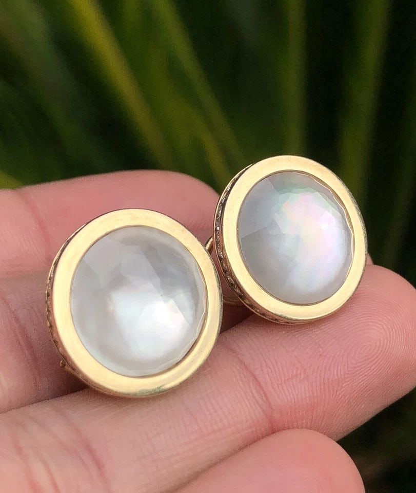 DESIGNER MK QUARTZ & DIAMOND ETERNITY 18K YELLOW GOLD OMEGA BACK EARRINGS: DESIGNER MK QUARTZ & DIAMOND ETERNITY 18K YELLOW GOLD OMEGA BACK EARRINGS Designer MK Quartz & Diamond Eternity 18k Yellow Gold Omega Back Earrings Amazing Fancy Faceted Cut Quartz And Eternity Channe