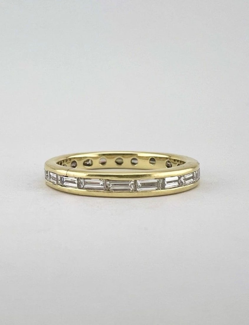 VTG 14K YELLOW GOLD 1.25CT BAGUETTE DIAMOND STACKING WEDDING ETERNITY BAND RING (1 of 2)