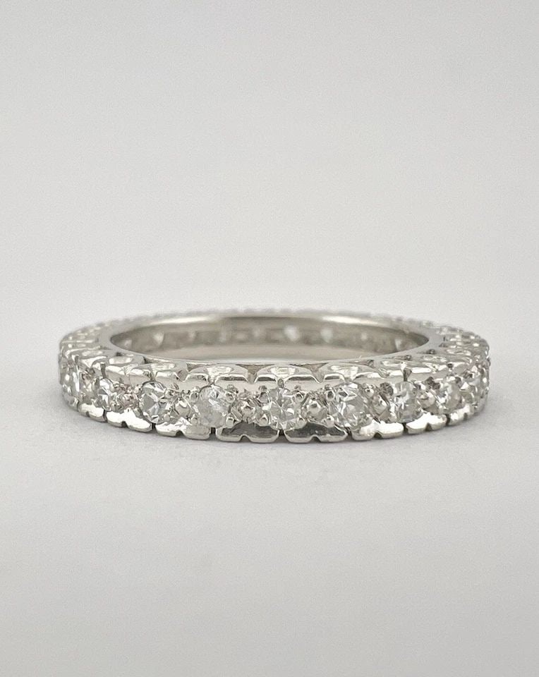 ANTIQUE PLATINUM VS2 - G .78CT DIAMOND ETERNITY WEDDING STACKABLE BAND RING (1 of 2)