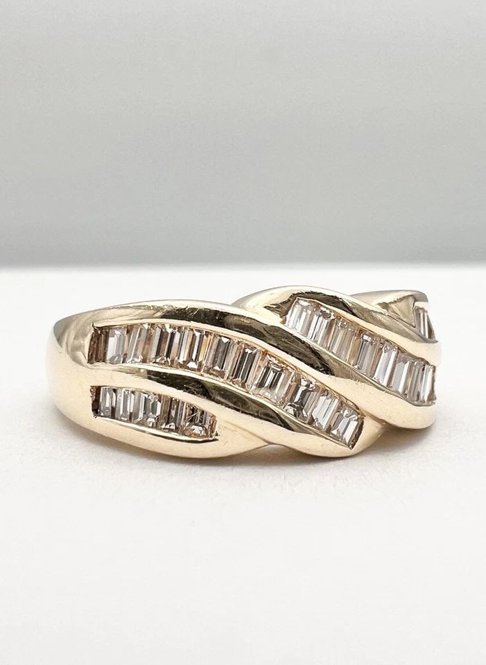 DESIGNER 14K YELLOW GOLD 1.28CT VS BAGUETTE DIAMOND INFINITY CRISS CROSS RING (1 of 2)