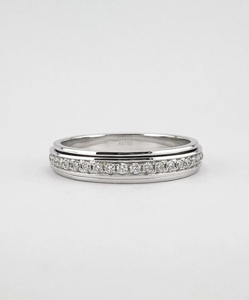DESIGNER 18K WHITE GOLD .45CT DIAMOND ETERNITY WEDDING SPINNER BAND RING SZ 9 (1 of 2)