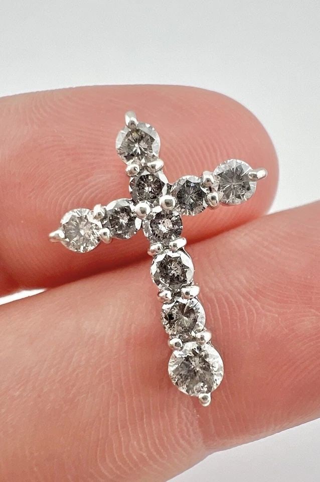 DESIGNER .900 PLATINUM 1.00CT DIAMOND CROSS PENDANT (1 of 2)