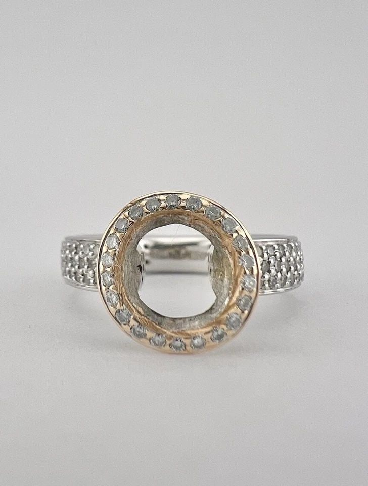 RITANI 18K ROSE & WHITE GOLD PAVE DIAMOND ENGAGEMENT RING SETTING MOUNTING: RITANI 18K ROSE & WHITE GOLD PAVE DIAMOND ENGAGEMENT RING SETTING MOUNTING Ritani 18K Rose & White Gold Pave Diamond Engagement Ring Setting Mounting Ring is a Engagement Ring Mounting With No Center 