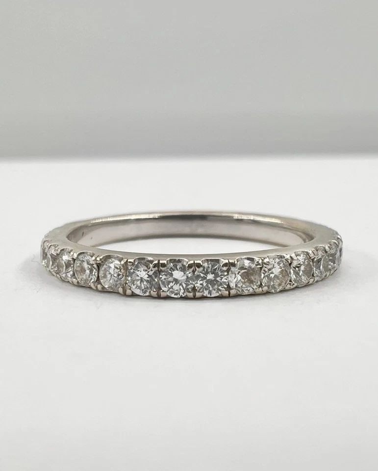DESIGNER 14K WHITE GOLD .50CT APPROX DIAMOND STACKING WEDDING ETERNITY BAND RING: DESIGNER 14K WHITE GOLD .50CT APPROX DIAMOND STACKING WEDDING ETERNITY BAND RING Designer 14K White Gold .50ct Approx. Diamond Stacking Wedding Eternity Band Ring Size: 5.25 - Can Be Re Sized Metal: 1
