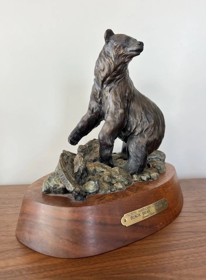 VINTAGE DANIEL PARKER BRONZE BLACK BEAR SCULPTURE LIMITED EDITION #42/100 SIGNED (1 of 2)