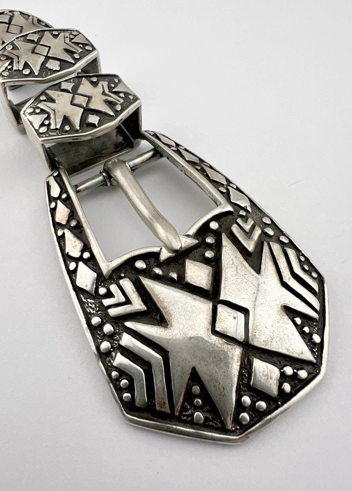 VTG WESTERN STERLING SILVER DEEP STAMPED 4 PIECE RANGER BELT BUCKLE 87.8G (1 of 2)