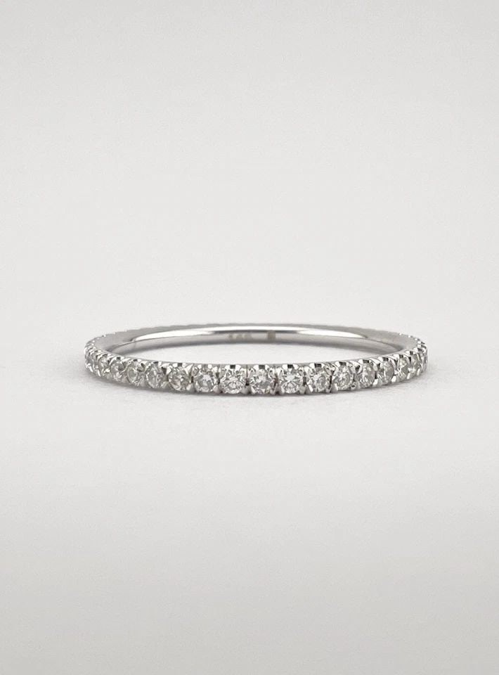 DESIGNER 14K WHITE GOLD .45CT PAVE DIAMOND ETERNITY WEDDING STACKABLE BAND RING (1 of 2)