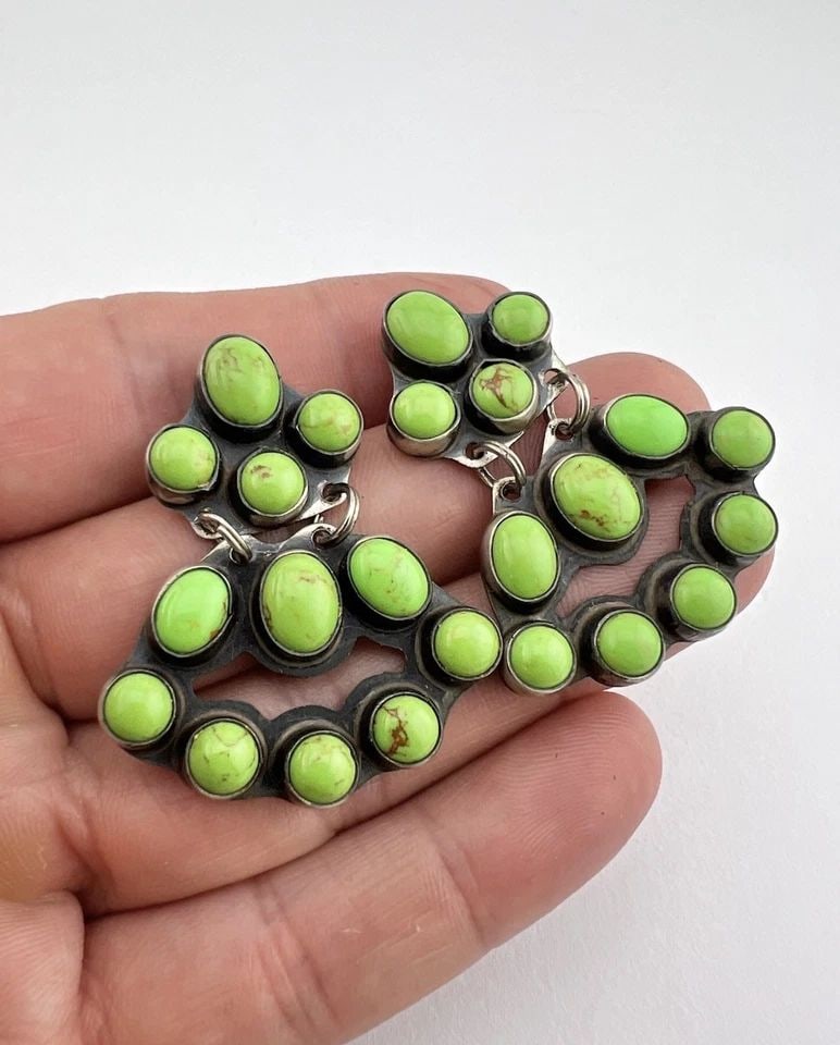 ROCKI GORMAN NAVAJO KEE COOK STERLING SILVER GASPEITE CLUSTER POST EARRINGS (1 of 2)