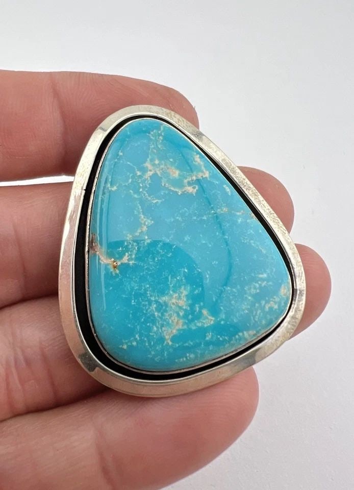 VTG DOUG ZACHARY NAVAJO STERLING SILVER CASTLE DOME TURQUOISE SHADOWBOX PENDANT (1 of 2)
