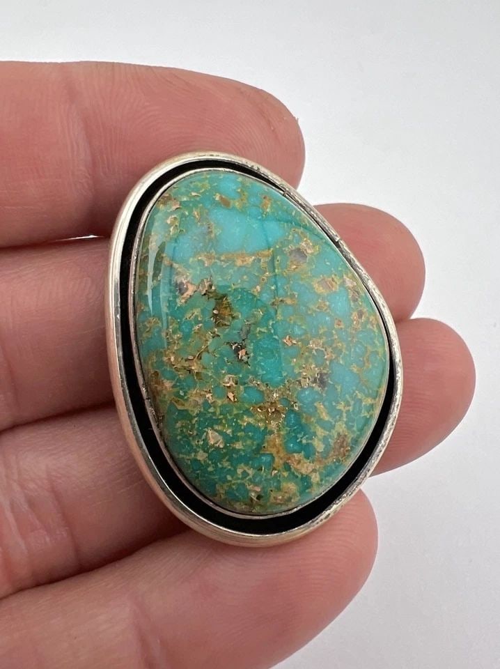 VTG DOUG ZACHARY NAVAJO STERLING SILVER WEB ROYSTON TURQUOISE SHADOWBOX PENDANT (1 of 2)