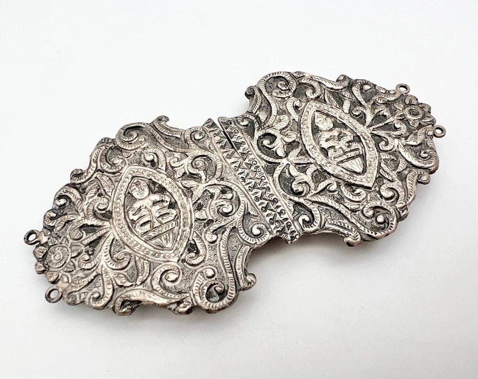 ANTIQUE VINTAGE DECO STERLING 925 SILVER SIAM THAI NURSES CAPE BELT BUCKLE 42.8G (1 of 2)