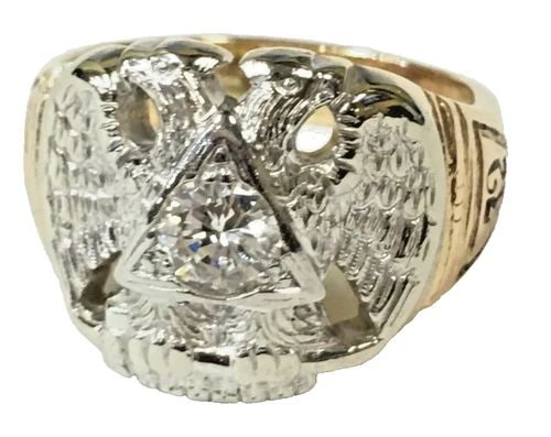 18KT WHITE & YELLOW GOLD RING WITH 4 SAPPHIRES SIZE 6.5 (1 of 2)