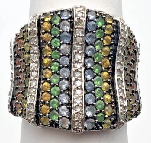 STERLING SILVER RING WITH COLORLESS HEART STONE SIZE 6 (1 of 2)