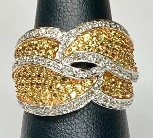 1987S FRANKLIN MINT BY ALFRED DURANTE ART DECO STERLING & 14K GOLD CUFF RING (1 of 2)