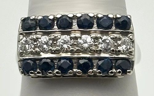 STERLING NAVAJO MEXICO SOUTHWEST WAVE MODERNIST CUFF BRACELET 48.2 GRAMS (1 of 2)