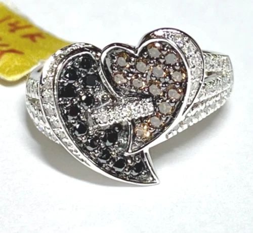 GOLD COLORED STERLING SILVER DOUBLE STRAND HOOP EARRINGS WITH COLORLESS STONES (1 of 2)