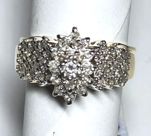 STERLING SILVER, TURQUOISE & CORAL CHIP RING SIZE 4.5 (1 of 2)