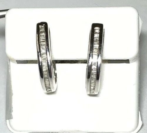 STERLING SILVER AND COLORLESS STONE EARRINGS (1 of 2)