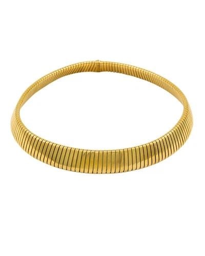 BVLGARI BULGARI TUBOGAS NECKLACE 18K GOLD & STEEL: BVLGARI BULGARI TUBOGAS NECKLACE 18K GOLD & STEEL NS RTOO This vintage Bulgari Tubogas necklace is a great example of the brand’s flair for distinct, engineered design. Made from 18k yellow gold and