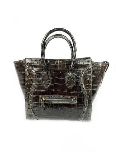 CELINE BROWN CROCODILE MEDIUM PHANTOM LUGGAGE TOTE BAG, RETAILED AT $37500 (1 of 2)