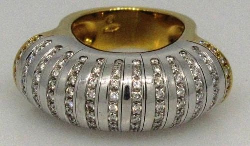 MARVELOUS DIAMOND 18K WHITE AND YELLOW GOLD RING DISCO QUEEN CIRCA 1970 (1 of 2)