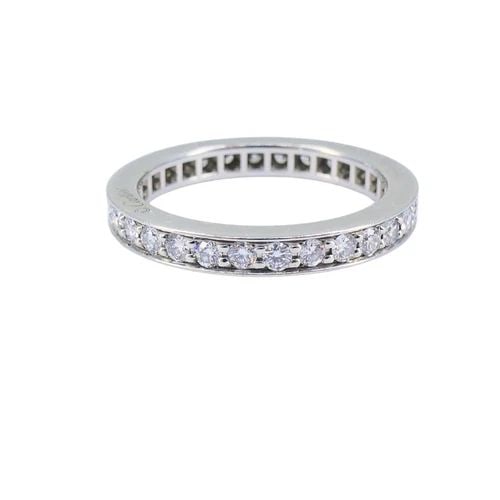 VINTAGE CARTIER DIAMOND BAND PLATINUM SIZE 4.5 (48): VINTAGE CARTIER DIAMOND BAND PLATINUM SIZE 4.5 (48) Vintage Cartier Diamond Band Platinum Size 4.5 (48) This vintage Cartier band ring is made in platinum and features a full circle of round brilliant
