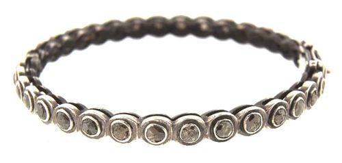 NICE SILVER & ROSE CUT DIAMOND BANGLE CIRCA 1980S! (1 of 2)