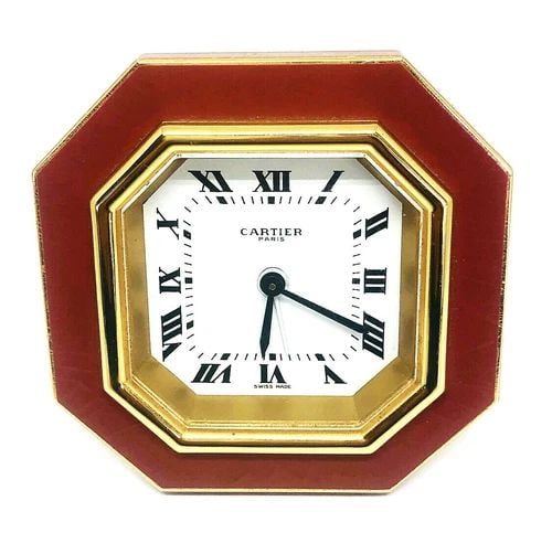VINTAGE CARTIER GOLD ENAMEL DESK CLOCK COLLECTABLE DECORATIVE (1 of 2)