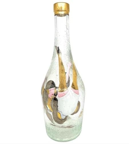1920S ART DECO FROSTED GLASS HAND PAINTED DECORATIVE EUROPEAN VASE BOTTLE (1 of 2)