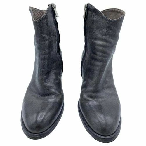 OFFICINE CREATIVE GREY LEATHER ANKLE BOOTS, SIZE 39 (1 of 2)