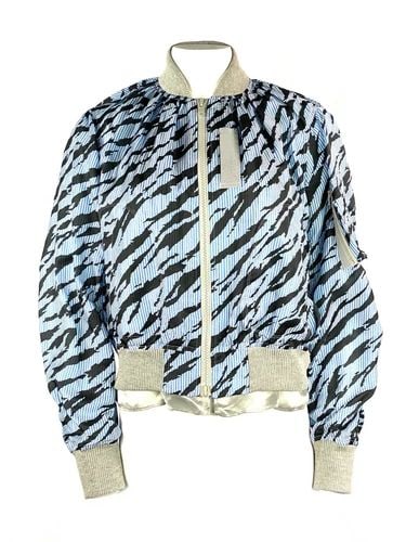 SACAI LUCK LIGHT BLUE ZEBRA STRIPED BOMBER JACKET SIZE 2 (1 of 2)