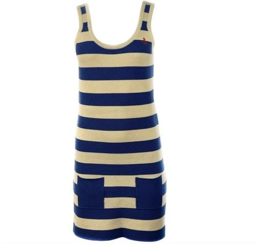 SONIA BY SONIA RYKIEL SAILOR IVORY AND BLUE TANK MINI DRESS SIZE M: SONIA BY SONIA RYKIEL SAILOR IVORY AND BLUE TANK MINI DRESS SIZE M SONIA BY SONIA RYKIEL SAILOR IVORY AND BLUE TANK MINI DRESS SIZE M Size M Ivory and blue striped pattern with embroider red anchor an