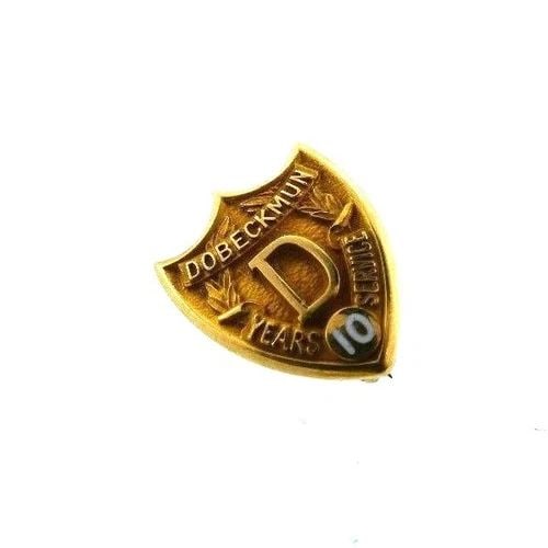 VINTAGE 14K YELLOW GOLD & ENAMEL POLICE SERVICE PIN: VINTAGE 14K YELLOW GOLD & ENAMEL POLICE SERVICE PIN This is a must for a collector! The weight is 2.3 grams. The height is 5/8 of an inch. The length is 1/2 of an inch.