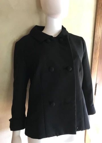 SAKS FIFTH AVENUE BLACK PEA COAT SIZE SMALL VINTAGE (1 of 2)