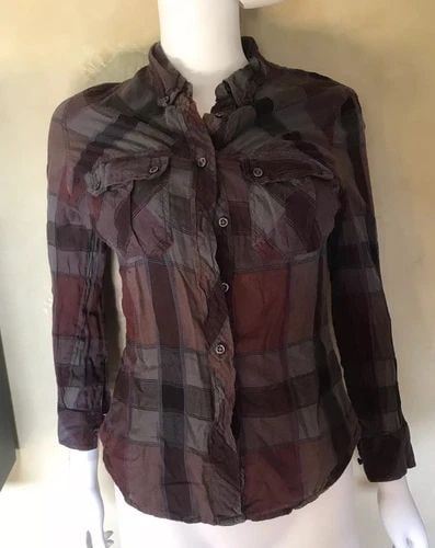 ETOILE ISABEL MARANT COTTON PLAID BLOUSE SIZE 3 (1 of 2)