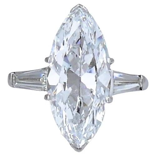 VAN CLEEF & ARPELS MARQUISE DIAMOND PLATINUM RING GIA 5.11-CARAT D VVS2 VCA: VAN CLEEF & ARPELS MARQUISE DIAMOND PLATINUM RING GIA 5.11-CARAT D VVS2 VCA VK JGTOOO Van Cleef & Arpels 5.11-carat D/VVS2 GIA Diamond Platinum Engagement Ring A spectacular platinum ring by Van