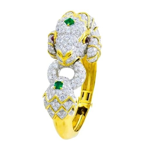 DAVID WEBB KINGDOM BRACELET RAM ARIES GOLD PLATINUM GEMSTONES ESTATE JEWELRY: DAVID WEBB KINGDOM BRACELET RAM ARIES GOLD PLATINUM GEMSTONES ESTATE JEWELRY VK GTTOO Enam DAVID WEBB 18 karat Yellow Gold Platinum Gemstone Ram Bracelet A spectacular David Webb Kingdom Collection