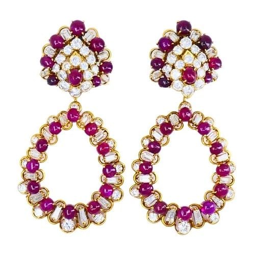 BOUCHERON RUBY AND DIAMOND EARRINGS DAY & NIGHT VINTAGE JEWELRY (1 of 2)