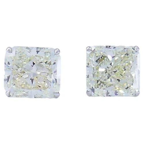 DIAMOND STUD EARRINGS 14K WHITE GOLD OVER 5-CT EACH GIA REPORTS ESTATE JEWELRY (1 of 2)