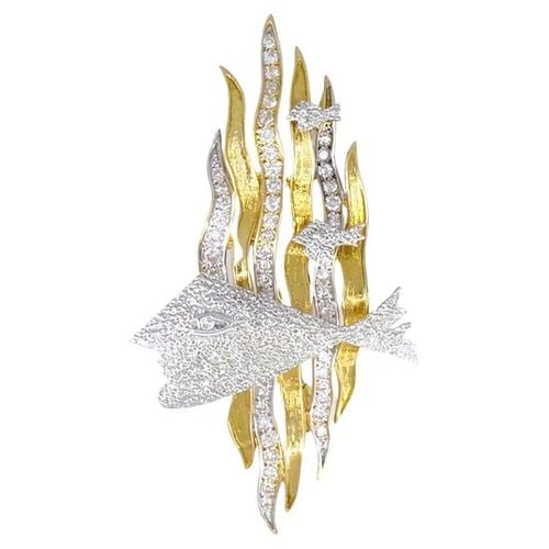 GEORGES BRAQUE HEBE BROOCH 18K GOLD DIAMOND PENDANT ESTATE JEWELRY (1 of 2)