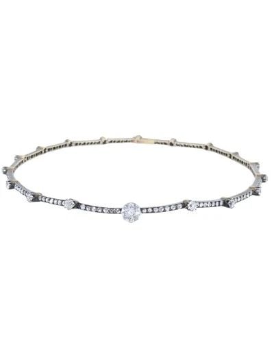 ANTIQUE GOLD AND SILVER DIAMOND CHOKER NECKLACE: ANTIQUE GOLD AND SILVER DIAMOND CHOKER NECKLACE NS JUTOO Antique 18k Gold Silver Diamond Necklace An antique necklace, crafted from a combination of silver and 18k gold and set with diamonds. The desi