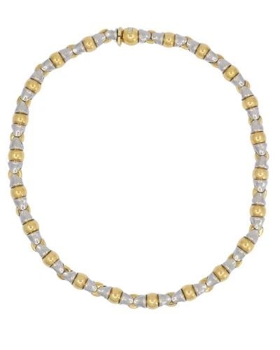 BVLGARI VINTAGE BULGARI 18K GOLD STAINLESS STEEL COLLAR NECKLACE: BVLGARI VINTAGE BULGARI 18K GOLD STAINLESS STEEL COLLAR NECKLACE NS JUUUT A vintage Bulgari collar necklace made of 18k gold and stainless steel. The necklace features a repeating link design that alt