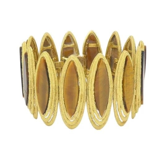 VINTAGE KUTCHINSKY TIGER’S EYE BRACELET 18K GOLD (1 of 2)