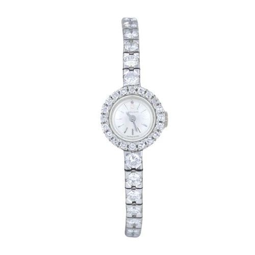 VINTAGE LONGINES SWISS 18K WHITE GOLD DIAMOND LADY'S WRIST WATCH (1 of 2)