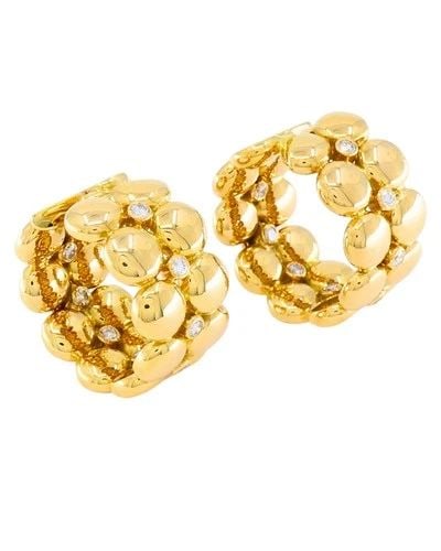 CARTIER HONEYMOON CLIP-ON EARRINGS 18K GOLD DIAMOND HOOP EARRINGS: CARTIER HONEYMOON CLIP-ON EARRINGS 18K GOLD DIAMOND HOOP EARRINGS NS RGTO Cartier Honeymoon Clip-On Earrings 18k Gold Diamond Hoop Earrings This pair of vintage Cartier Honeymoon clip-on earrings are 