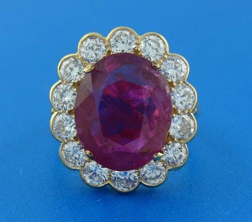 ELEGANT 6.32-CT RUBY 2.10 CTS DIAMOND 18K YELLOW GOLD RING COCKTAIL ENGAGEMENT (1 of 2)